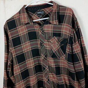 ONeill Plaid Flannel Shirt Mens L Brown Black Classic Fit Surf Skate Grunge